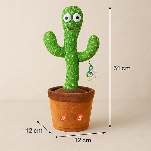 Rechargeable Talking Cactus Toy for Kids - Musical Dancing, Speaking Cactus Toy for Babies – Educational Talking Toy for Baby Boys & Girls (0-3 Years) – Speaking, Repeating for Toddlers