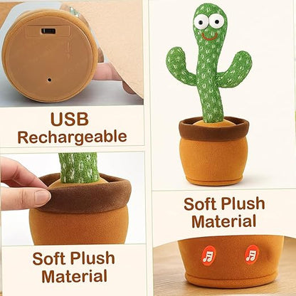 Rechargeable Talking Cactus Toy for Kids - Musical Dancing, Speaking Cactus Toy for Babies – Educational Talking Toy for Baby Boys & Girls (0-3 Years) – Speaking, Repeating for Toddlers