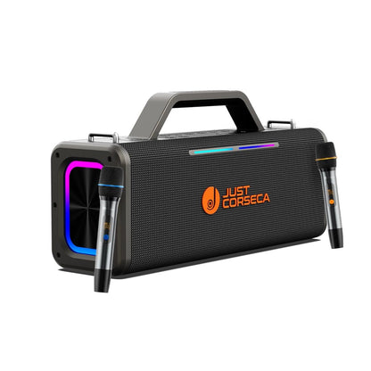 JUST CORSECA Sonic Stream Bluetooth Speaker – 360W | 12H Playtime | TWS | Karaoke | RGB Lights | 2 Wireless Mics | ⭐⭐⭐⭐½ 4.5/5