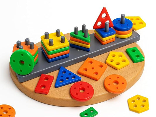 Smart Activity Fun&Learning Blocks Geometrics, Educational & Learning Sorter Toys, Color Choose Stacking Game for Kids Baby, 1 2 3+ Year Activity Toys