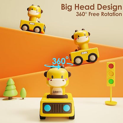 Press to Go Car Toys for Toddlers,Baby Animal Racing Cars,Infant Play Vehicle Set,Baby Push Go Friction Car Toys for 6-9-12-18 Months,1st Birthday Gifts for 1-2 Years Old Boys,Multicolor