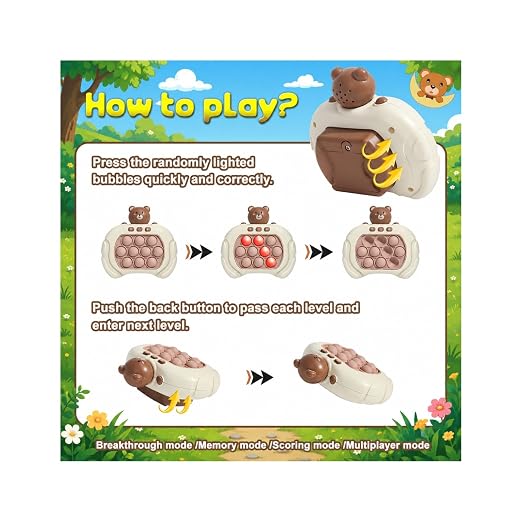 Fast Push Pop Interactive Game for Kids & Adults | Light Up Bubble Fidget Toy with Music & LED Lights | Quick Push Game |Sensory Stress Relief Toy |Toy for Boys & Girls Random Colour & Design