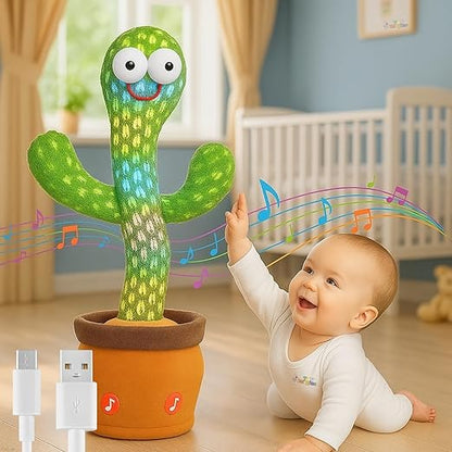 Rechargeable Talking Cactus Toy for Kids - Musical Dancing, Speaking Cactus Toy for Babies – Educational Talking Toy for Baby Boys & Girls (0-3 Years) – Speaking, Repeating for Toddlers