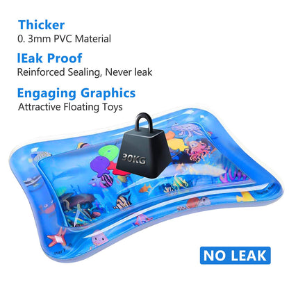 Baby Water Pad Water Play Mat for Infants Toddlers Early Development Activities Inflatable Tummy Time Water Mat for 3-48 Months Boy Girl Baby Toys Play mat for Baby's Stimulation Growth,26”x22”