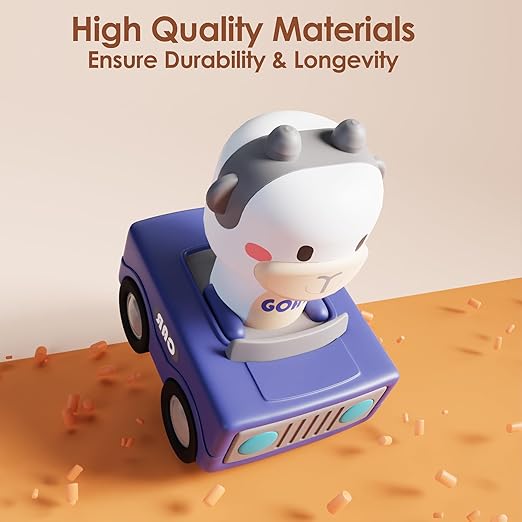 Press to Go Car Toys for Toddlers,Baby Animal Racing Cars,Infant Play Vehicle Set,Baby Push Go Friction Car Toys for 6-9-12-18 Months,1st Birthday Gifts for 1-2 Years Old Boys,Multicolor