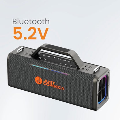 JUST CORSECA Sonic Stream Bluetooth Speaker – 360W | 12H Playtime | TWS | Karaoke | RGB Lights | 2 Wireless Mics | ⭐⭐⭐⭐½ 4.5/5