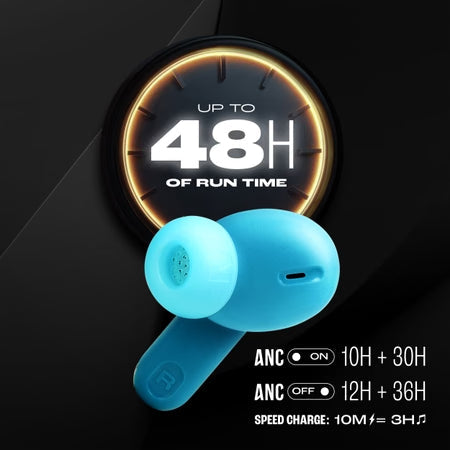 Ear Buds Wireless TWS Bluetooth v5.3 Earbuds with Adaptive NC, Smart Ambient, Extreme Bass & Relax Mode, Multi Connect, Personi-fi 3.0, Speed Charge, Fast Pair, 48 H Playtime, 6 Mics, IP54 (Turquoise Blue)⭐⭐⭐⭐⭐(4.9/5)
