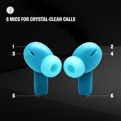 Ear Buds Wireless TWS Bluetooth v5.3 Earbuds with Adaptive NC, Smart Ambient, Extreme Bass & Relax Mode, Multi Connect, Personi-fi 3.0, Speed Charge, Fast Pair, 48 H Playtime, 6 Mics, IP54 (Turquoise Blue)⭐⭐⭐⭐⭐(4.9/5)